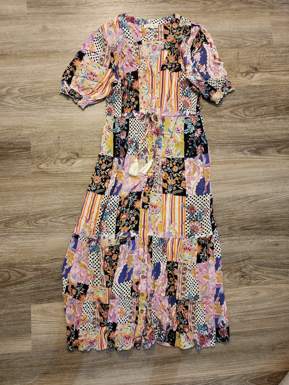 Bohemian Patchwork Floral Maxi Dress in Multi-Color